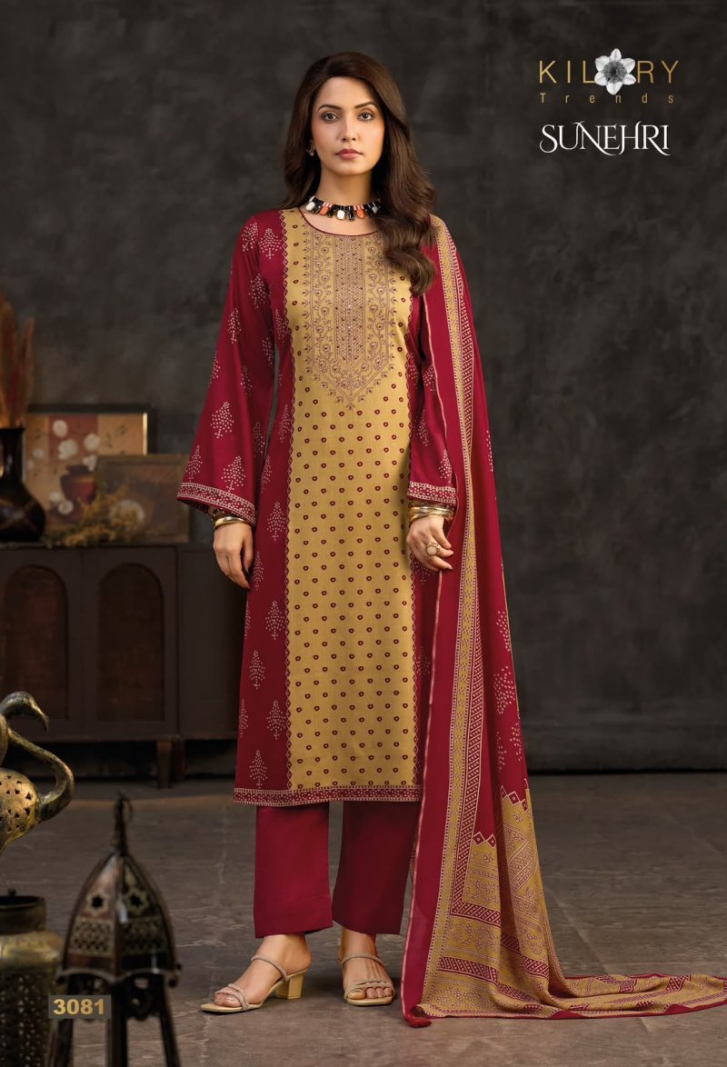 Sunehri By Kilory Gajji Silk Printed Handwork Dress Materials